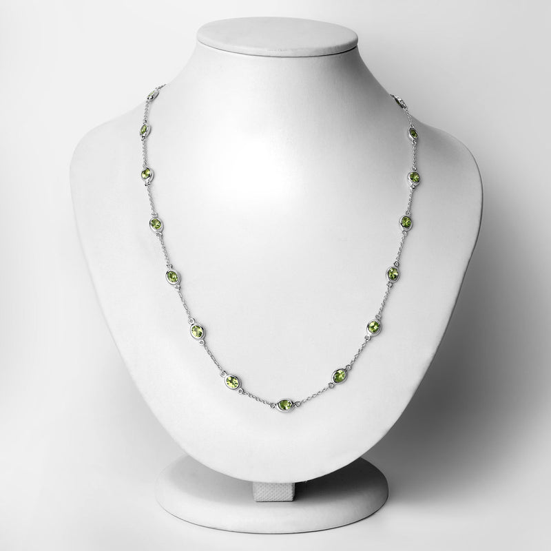 6.30 Carat Genuine Peridot .925 Sterling Silver Necklace