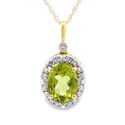 .12ct Peridot Diamond Fashion Pendants 10KT Yellow Gold