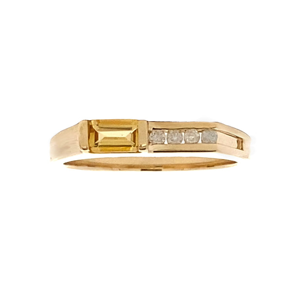 Natural .06ct Citrine Diamond Ring 10KT Yellow Gold