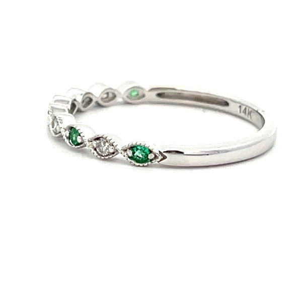 .16ct Emerald Diamond Wedding Band Ring 14KT White Gold