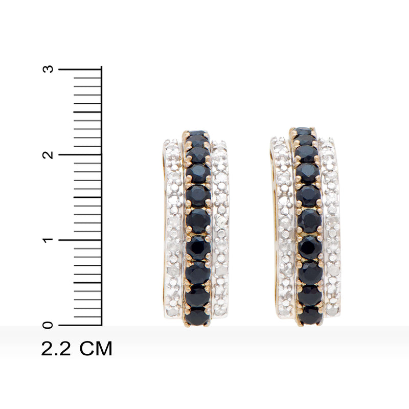 18k Yellow Gold Plated 925 Sterling Silver Sapphire 0.21 Diamond Earrings for Women