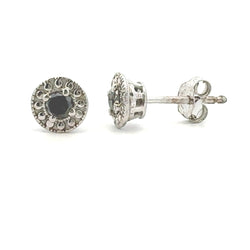 .25ct Black Diamond Stud Earrings Sterling Silver