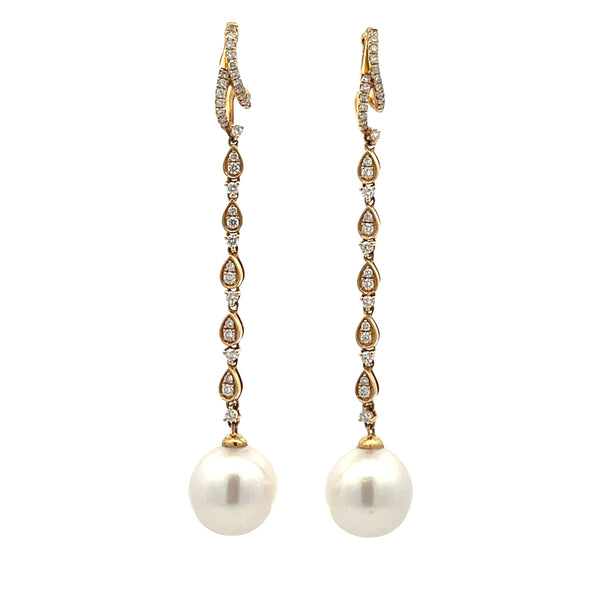 .53ct South Sea Pearl Dangle Earrings 18KT Yellow Gold