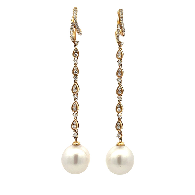 .53ct South Sea Pearl Dangle Earrings 18KT Yellow Gold