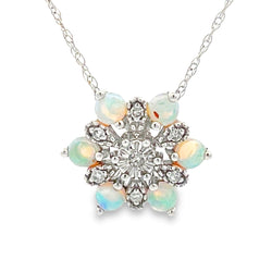 .04ct Opal Diamond Fashion Pendants 14KT White Gold