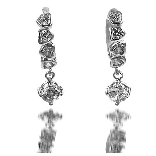 Silvertone CZ Drop Earrings