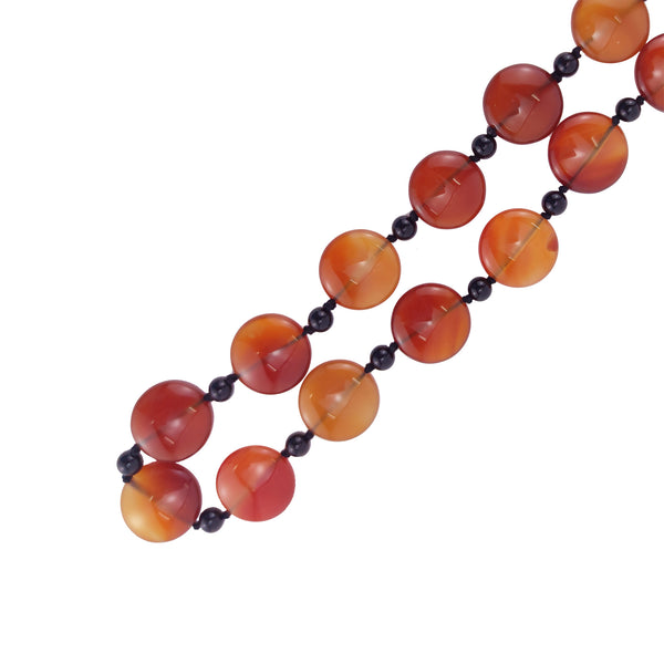 V3 Jewelry Natural Carnelian and Onyx Beaded Endless Necklace -28"