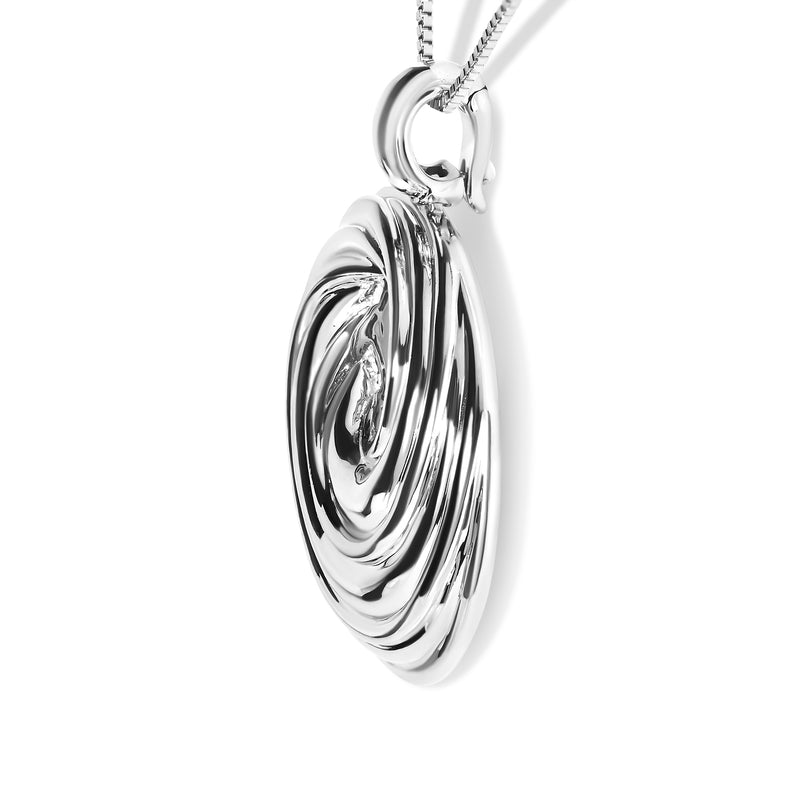 .925 Sterling Silver Endless Wave Swirl Statement Medallion 18" Pendant Necklace