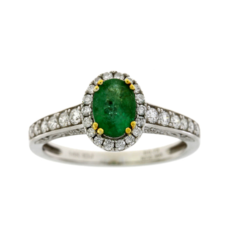 Genuine 1.25ct Emerald Diamond Ring 14KT 2 Tone Gold