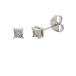 Natural .04ct Diamond Stud Earrings 10KT White Gold