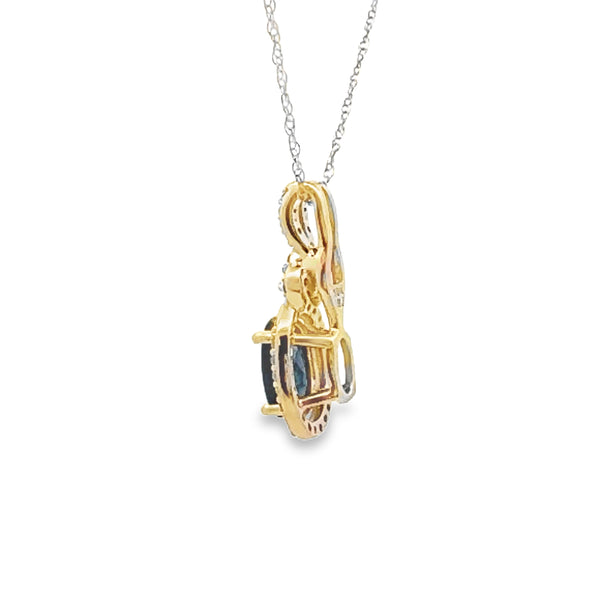 Sapphire Diamond Fashion Pendants 10KT Yellow Gold