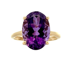 Genuine 6.50ct Amethyst Ring 14KT Yellow Gold