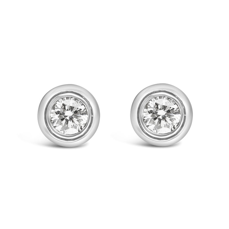 .925 Sterling  Silver 1/5 Cttw Lab-Grown Round Brilliant-Cut Diamond Modern Bezel-Set Stud Earring (F-G Color, VS2-SI1 Clarity)