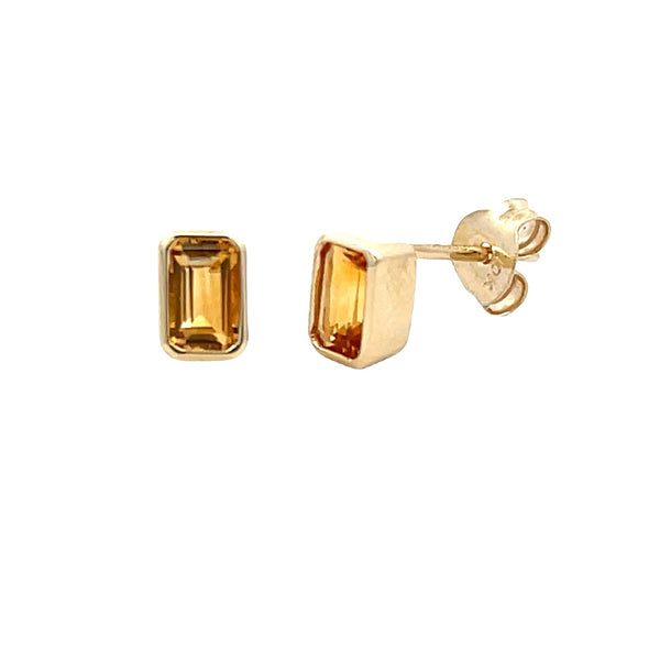 Genuine .53ct Citrine Stud Earrings 10KT Yellow Gold