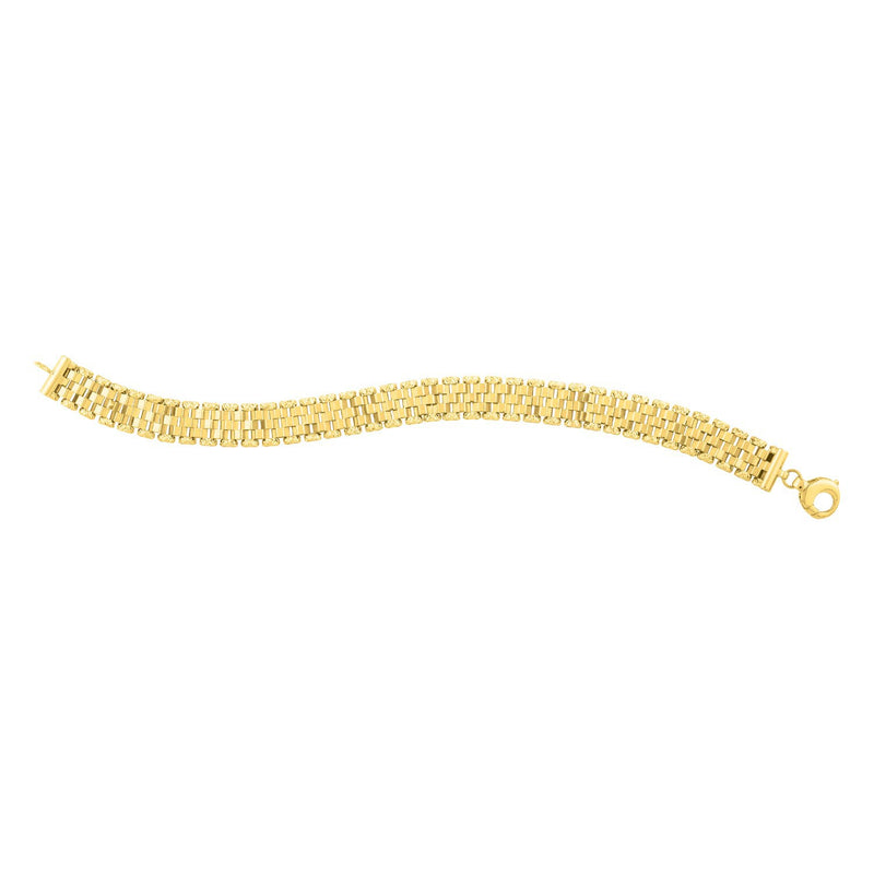 14k Yellow Gold Faceted Panther Link Chain Bracelet