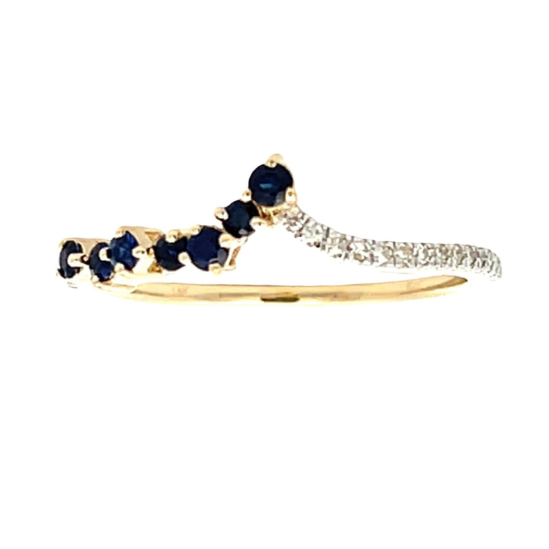 Genuine .27ct Sapphire Diamond Ring 14KT Yellow Gold