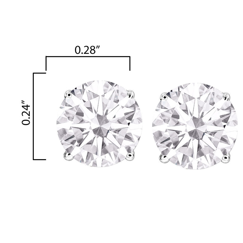 V3 Jewelry 0.45CT Sterling Silver with Round Lab Grown Moissanite Stud Earrings