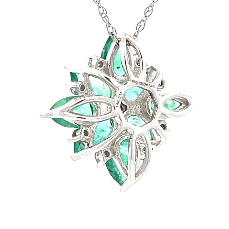 1.70ct Emerald Diamond Fashion Pendants 14KT White Gold