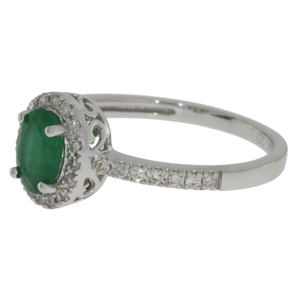 Genuine .94ct Emerald Diamond Ring 14KT White Gold