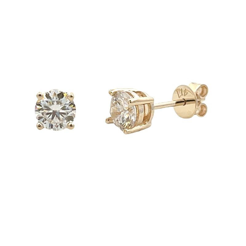 Natural .88ct Moissanite Stud Earrings 10KT Yellow Gold