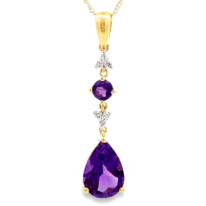 Amethyst Diamond Fashion Pendants 14KT Yellow Gold