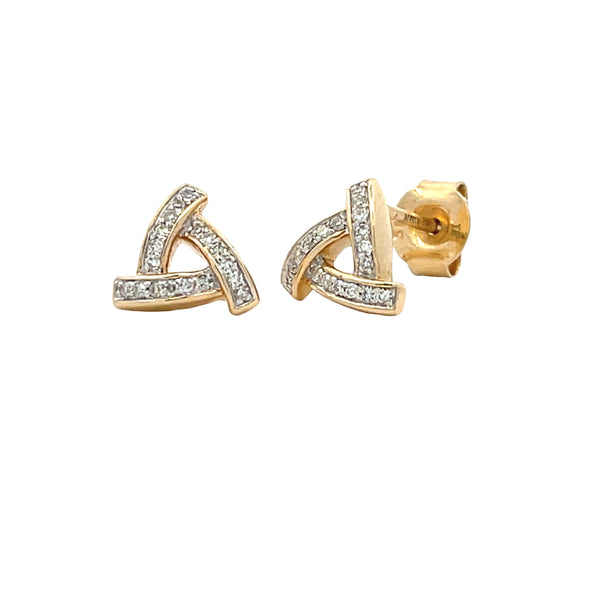 Genuine .11ct Diamond Stud Earrings 14KT Yellow Gold