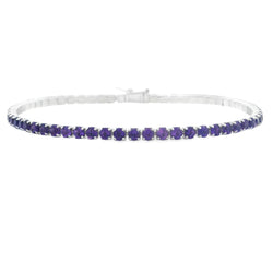 Natural Amethyst Tennis Bracelet Sterling Silver