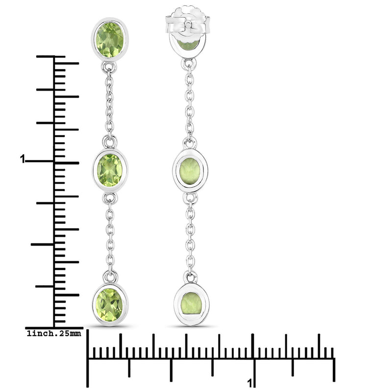 2.10 Carat Genuine Peridot .925 Sterling Silver Earrings