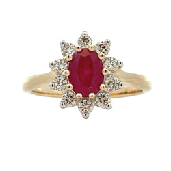 Natural 1.35ct Ruby Diamond Ring 14KT Yellow Gold