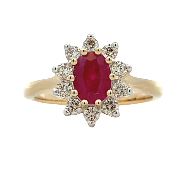 Natural 1.35ct Ruby Diamond Ring 14KT Yellow Gold