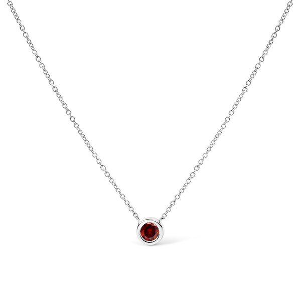 14K White Gold 1/2 Cttw Red Lab Grown Diamond Bezel-Set Solitaire 18" Pendant Necklace (Red Color, VS1-VS2 Clarity)