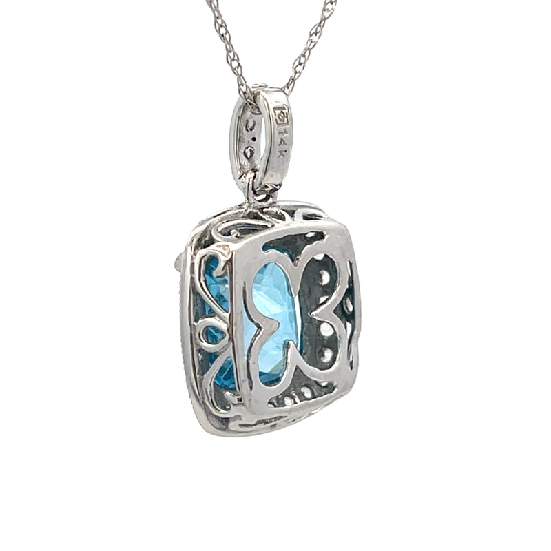 2.50ct Blue Topaz Fashion Pendants 14KT White Gold