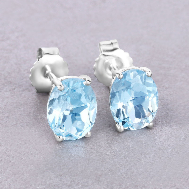 4.00 Carat Genuine Blue Topaz .925 Sterling Silver Earrings