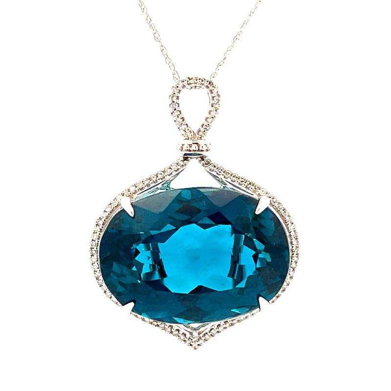 London Blue Topaz Fashion Pendants 14KT White Gold