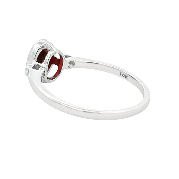 Genuine .97ct Garnet Diamond Ring 10KT White Gold