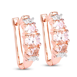 1.32 Carat Genuine Morganite and White Topaz .925 Sterling Silver Earrings