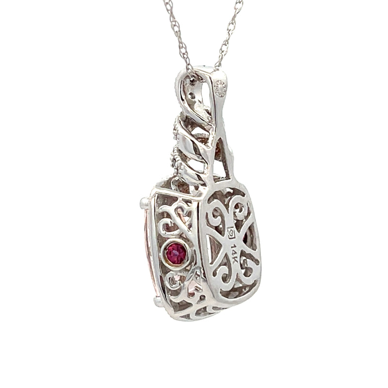 Morganite Diamond Fashion Pendants 14KT White Gold