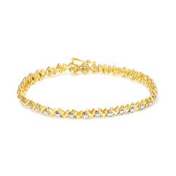 10k Yellow Gold-Plated Sterling Silver 1.00 Cttw Round-Cut Diamond X-Link 7.50" Bracelet (I-J Color, I3 Clarity)