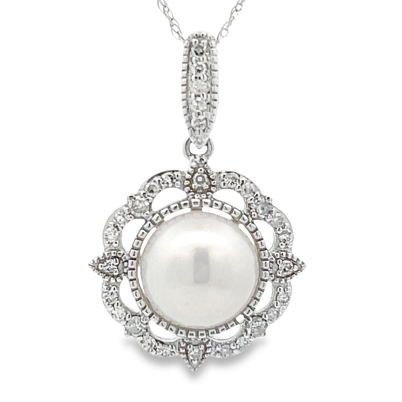 .20ct Pearl Diamond Fashion Pendants 14KT White Gold