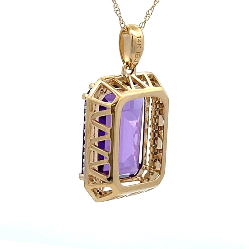 Amethyst Diamond Fashion Pendants 14KT Yellow Gold