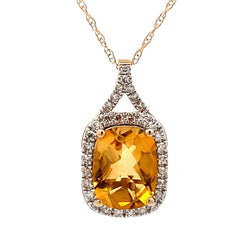 Citrine Diamond Fashion Pendants 14KT Yellow Gold