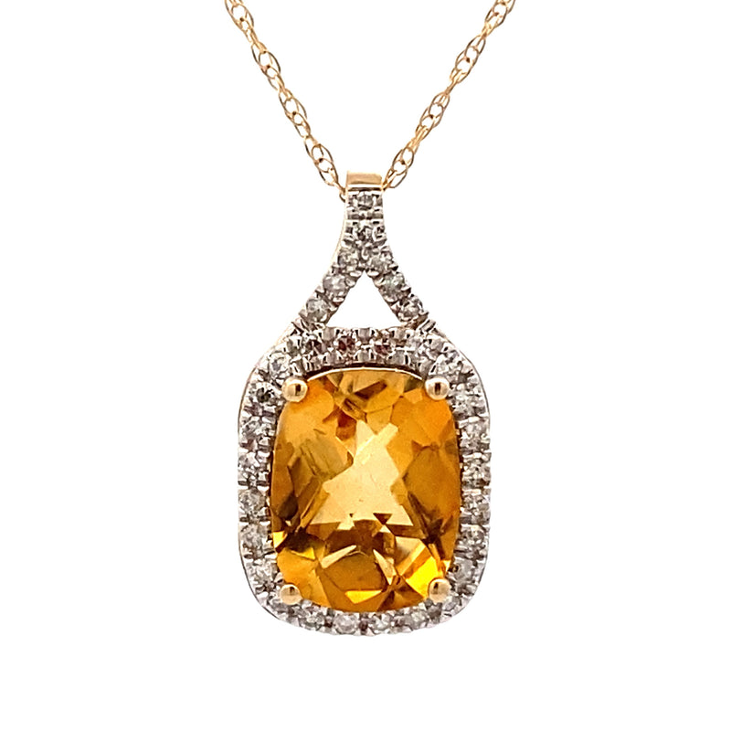 Citrine Diamond Fashion Pendants 14KT Yellow Gold