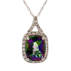 Mystic Fire Topaz Fashion Pendants 14KT White Gold