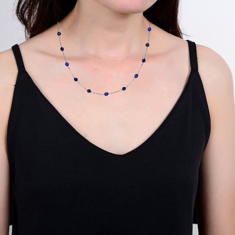 V3 Jewelry Lapis Sterling Silver Station Necklace