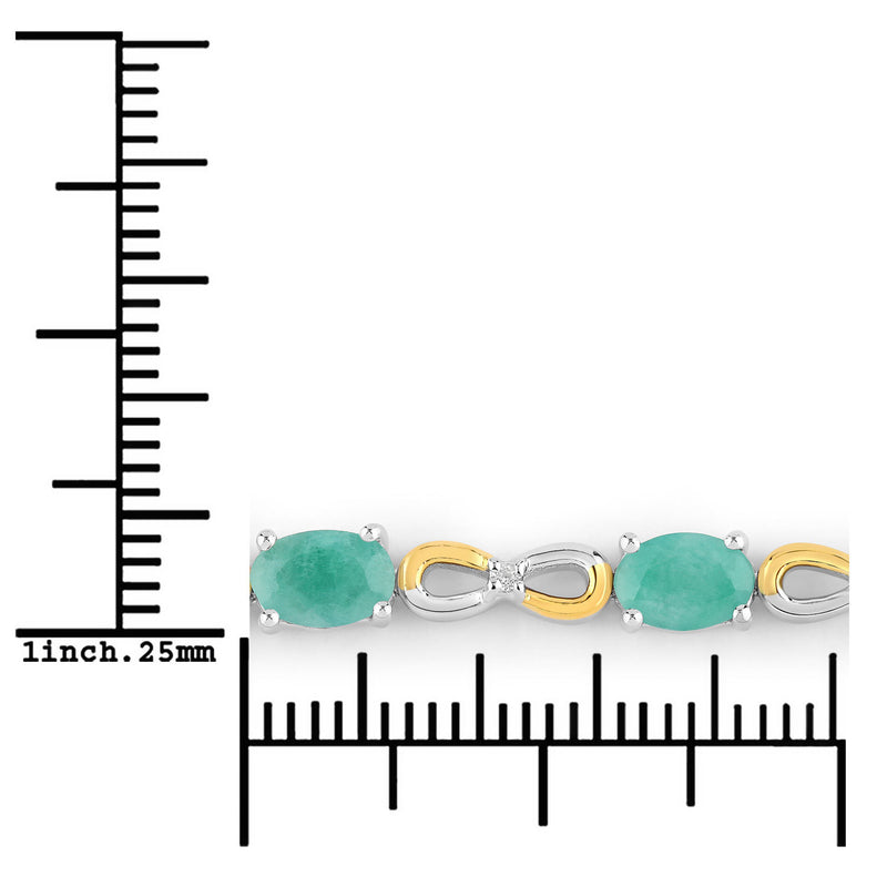 1.81 Carat Genuine Emerald and White Topaz .925 Sterling Silver Bracelet