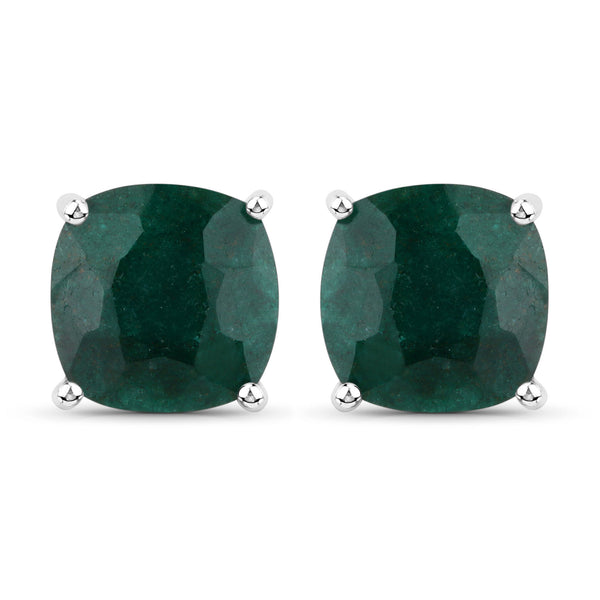 5.30 Carat Dyed Emerald .925 Sterling Silver Earrings