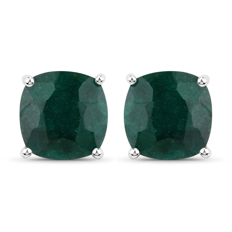 5.30 Carat Dyed Emerald .925 Sterling Silver Earrings