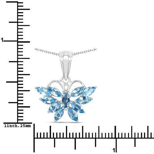 1.76 Carat Genuine Swiss Blue Topaz .925 Sterling Silver Pendant