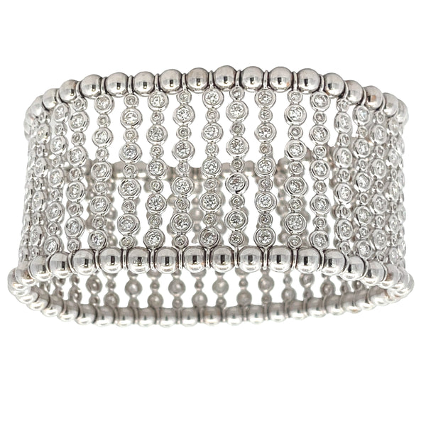 Natural 8.55ct Diamond Cuff Bracelet 18KT White Gold