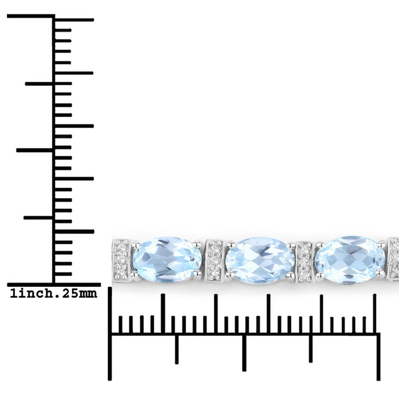 5.75 Carat Genuine Blue Topaz and White Topaz .925 Sterling Silver Bracelet